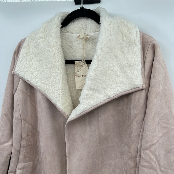 404. Sherpa Jacket Suede Outer Texture Rose Pink & Cream Restocked NWT - Picture 4 of 9
